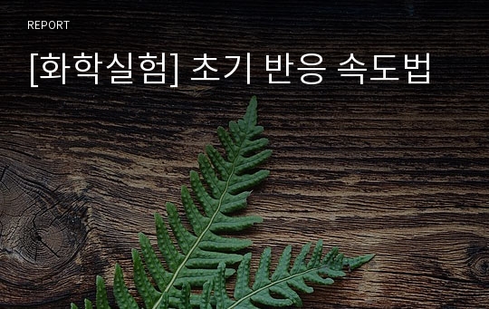 [화학실험] 초기 반응 속도법