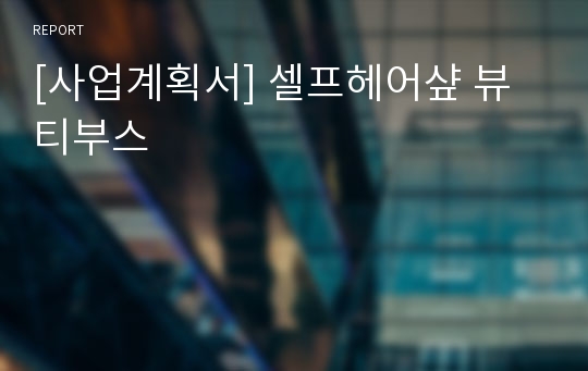 [사업계획서] 셀프헤어샾 뷰티부스