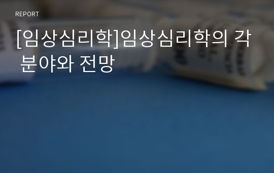 [임상심리학]임상심리학의 각 분야와 전망