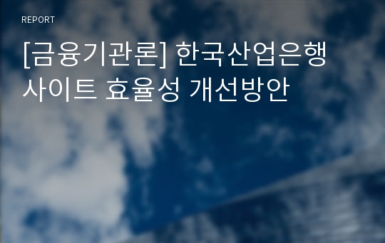 [금융기관론] 한국산업은행 사이트 효율성 개선방안