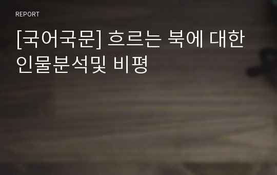 [국어국문] 흐르는 북에 대한 인물분석및 비평