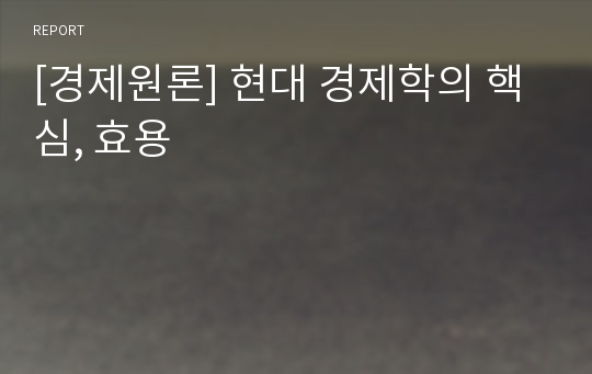 [경제원론] 현대 경제학의 핵심, 효용