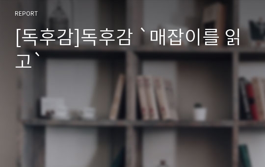 [독후감]독후감 `매잡이를 읽고`