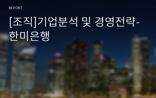 [조직]기업분석 및 경영전략- 한미은행