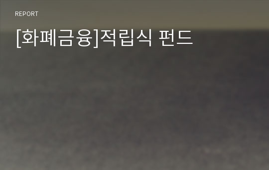 [화폐금융]적립식 펀드