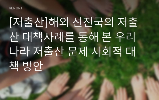 [저출산]해외 선진국의 저출산 대책사례를 통해 본 우리나라 저출산 문제 사회적 대책 방안