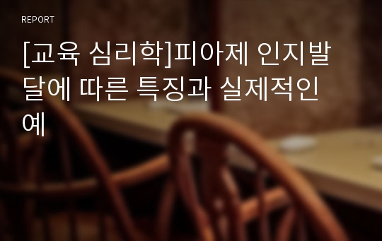 [교육 심리학]피아제 인지발달에 따른 특징과 실제적인 예