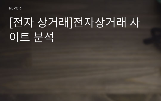 [전자 상거래]전자상거래 사이트 분석