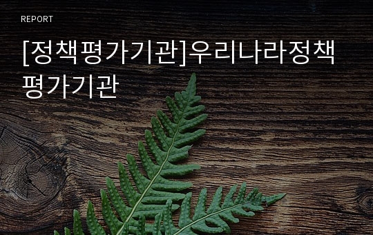 [정책평가기관]우리나라정책평가기관