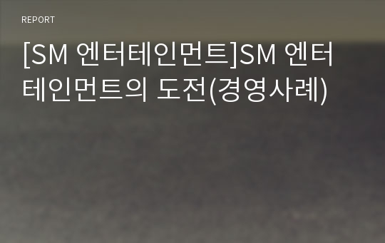 [SM 엔터테인먼트]SM 엔터테인먼트의 도전(경영사례)