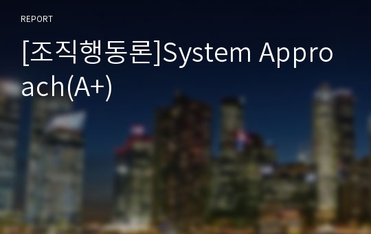 [조직행동론]System Approach(A+)