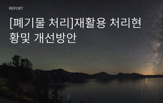 [폐기물 처리]재활용 처리현황및 개선방안