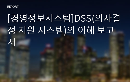 [경영정보시스템]DSS(의사결정 지원 시스템)의 이해 보고서