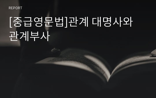 [중급영문법]관계 대명사와 관계부사