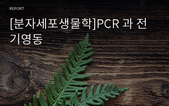 [분자세포생물학]PCR 과 전기영동