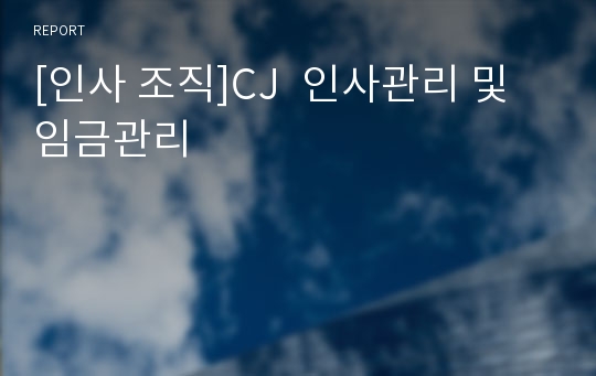 [인사 조직]CJ  인사관리 및 임금관리