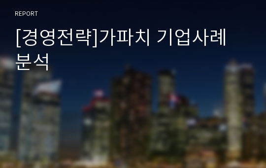 [경영전략]가파치 기업사례 분석