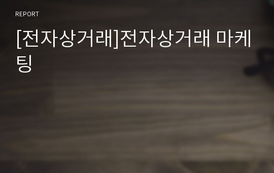 [전자상거래]전자상거래 마케팅