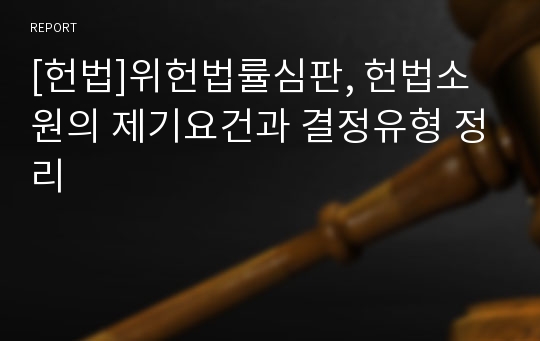 [헌법]위헌법률심판, 헌법소원의 제기요건과 결정유형 정리