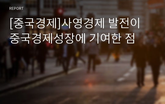 [중국경제]사영경제 발전이 중국경제성장에 기여한 점