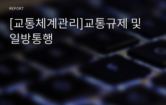 [교통체계관리]교통규제 및 일방통행