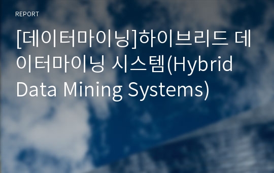 [데이터마이닝]하이브리드 데이터마이닝 시스템(Hybrid Data Mining Systems)