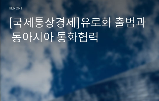 [국제통상경제]유로화 출범과 동아시아 통화협력