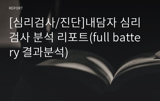 [심리검사/진단]내담자 심리검사 분석 리포트(full battery 결과분석)