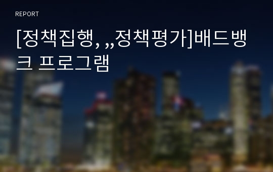 [정책집행, ,,정책평가]배드뱅크 프로그램