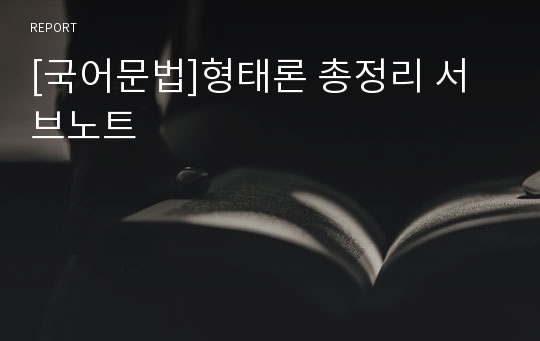 [국어문법]형태론 총정리 서브노트