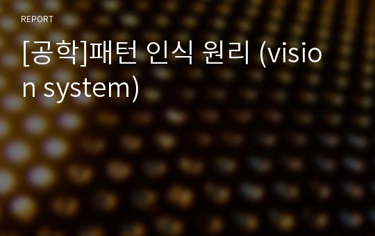 [공학]패턴 인식 원리 (vision system)