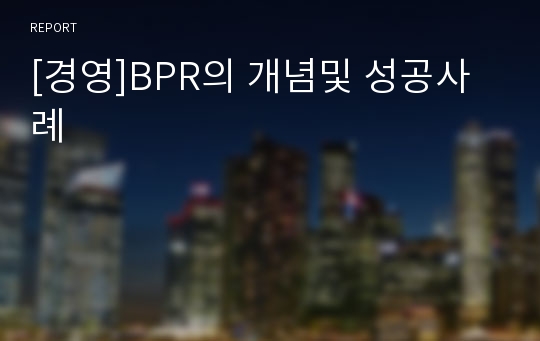 [경영]BPR의 개념및 성공사례