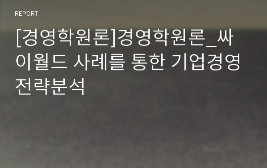 [경영학원론]경영학원론_싸이월드 사례를 통한 기업경영전략분석