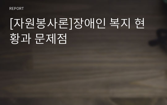 [자원봉사론]장애인 복지 현황과 문제점