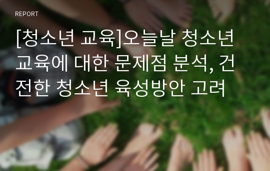 [청소년 교육]오늘날 청소년 교육에 대한 문제점 분석, 건전한 청소년 육성방안 고려