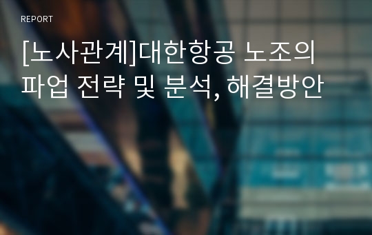 [노사관계]대한항공 노조의 파업 전략 및 분석, 해결방안