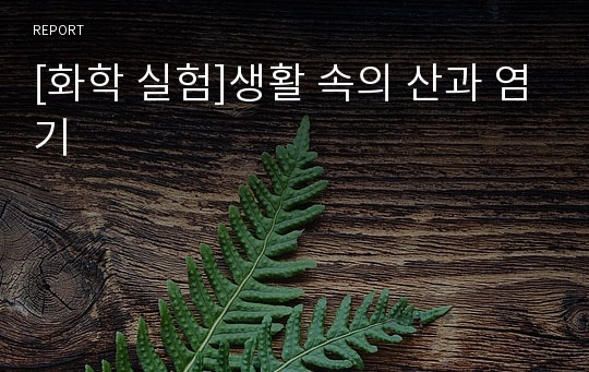 [화학 실험]생활 속의 산과 염기