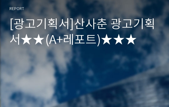 [광고기획서]산사춘 광고기획서★★(A+레포트)★★★