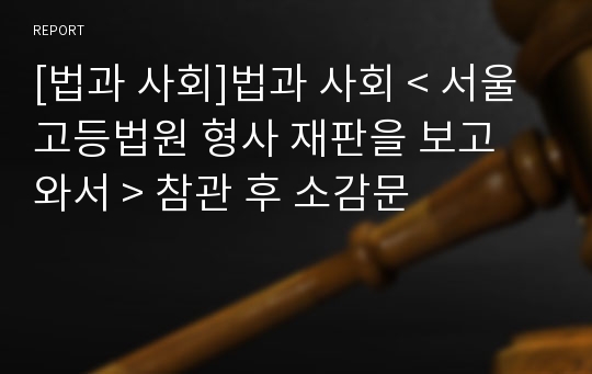 [법과 사회]법과 사회 &lt; 서울고등법원 형사 재판을 보고 와서 &gt; 참관 후 소감문