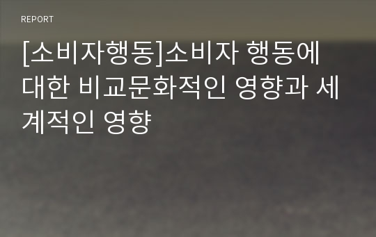 [소비자행동]소비자 행동에 대한 비교문화적인 영향과 세계적인 영향