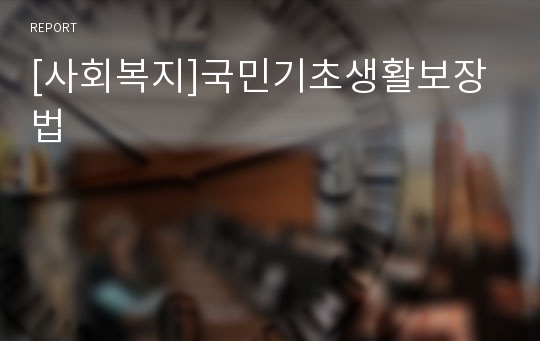 [사회복지]국민기초생활보장법