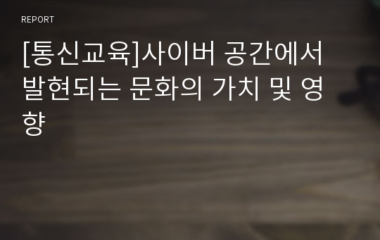 [통신교육]사이버 공간에서 발현되는 문화의 가치 및 영향