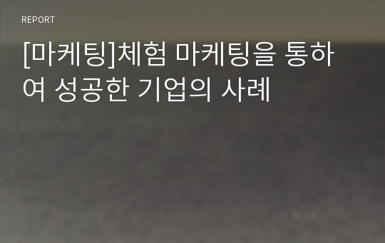 [마케팅]체험 마케팅을 통하여 성공한 기업의 사례