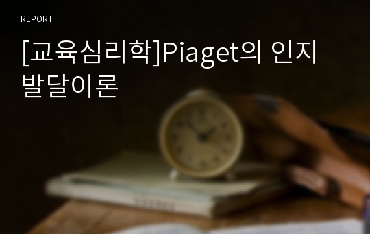 [교육심리학]Piaget의 인지발달이론