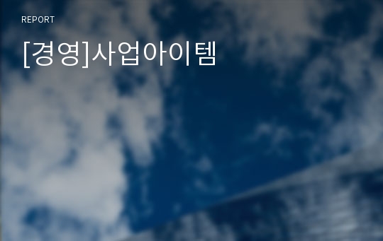 [경영]사업아이템