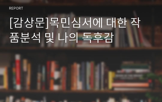 [감상문]목민심서에 대한 작품분석 및 나의 독후감