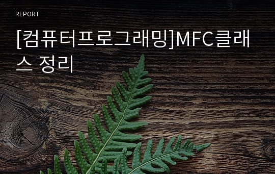 [컴퓨터프로그래밍]MFC클래스 정리