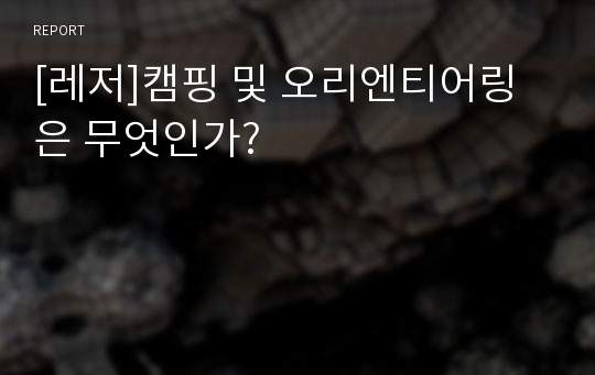 [레저]캠핑 및 오리엔티어링은 무엇인가?