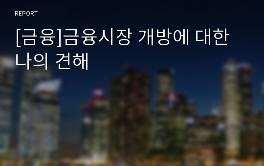 [금융]금융시장 개방에 대한 나의 견해