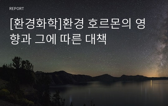 [환경화학]환경 호르몬의 영향과 그에 따른 대책